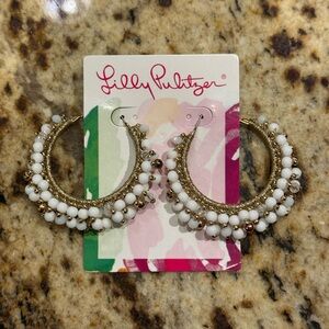 Lilly Pulitzer GWP Hoop Earrings - Resort White Beaded